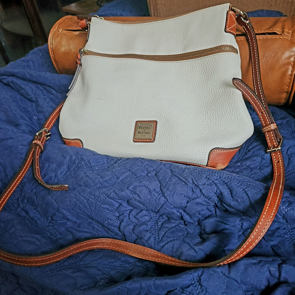 Dooney & Bourke White and Tan Crossbody Bag